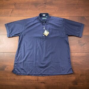 NEW Vintage Michael Thomas Egyptian Nile Cotton Polo Shirt Mens XXL Navy Blue